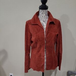 Wet Seal Women's SZ S Suade Jacket Rust Boho Festival Cowgirl bell sleeve hippy‎